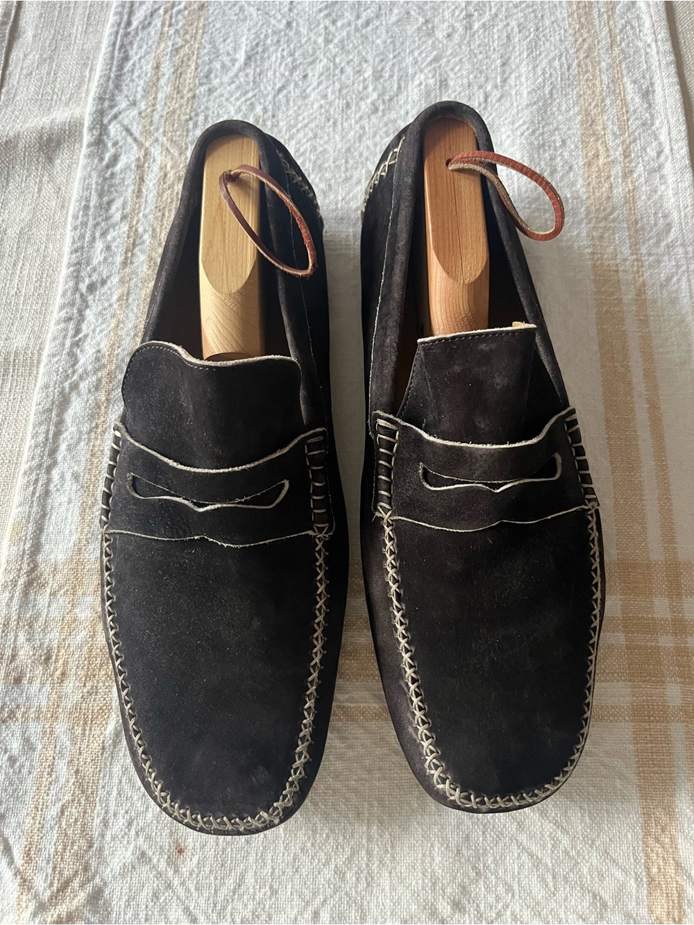 Billy Reid Men's Dark Brown Suede Penny Loafers